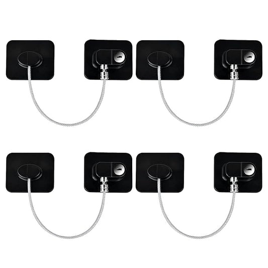YEYA Upgraded Refrigerator Locks 4 Pack, Baby Proof Cabinet Locks with Keys, Safety Cabinets Door for Toddler