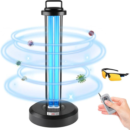 38W UV Sanitizer Light, Portable Ultraviolet Light with 3-Gear Timer, 110V, 99.99% UVC O-Zone Lamp for Home, Office, Hotel, School and Large Spaces