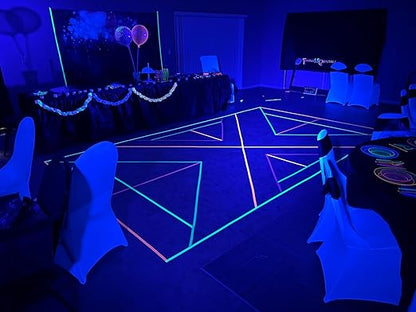 SWRT Neon Gaffer Cloth UV Blacklight Tape for Party Supplies, 5 Rolls Multi-Color UV Fluorescent Glow in The Dark Tape for Party Decoration, Dance Floors, UV Party (0.6 inch x 16.5 feet)