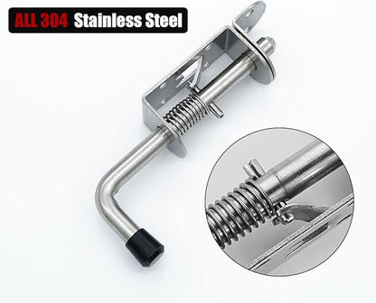 JQK Spring Loaded Latch Pin, 304 Stainless Steel Barrel Bolt Thickened 2mm Door Lock, 5 Inch Brushed Finished(10 Pack), HSB300-P10