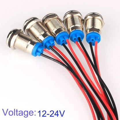 5pcs LED Metal Indicator Light 10mm Waterproof Signal Lamp Pilot Dash Directional with Wire AC/DC 12-24V(Yellow)