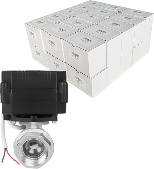 3/4" Motorized Ball Valve 30 Pack - 9-24V AC/DC Electric Water Valve with Full Port,2 Wire Auto Return Motorized Electrical Ball Valve,Stainless Steel