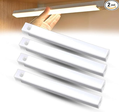 Punch-Free Smart Sensor Magnetic Rechargeable LED Lights, Motion Sensor Light Indoor for Stairs, Wardrobe, Cabinet (4PCS White Light,10cm/3.94in)
