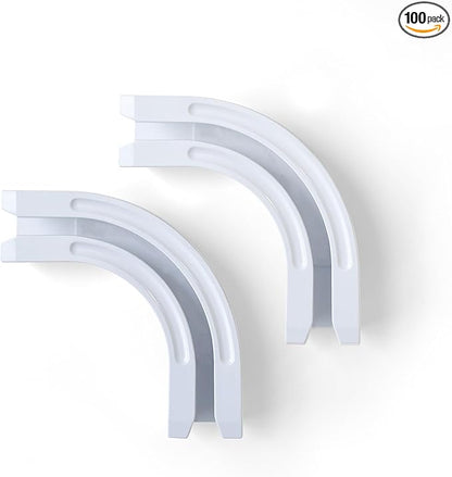 90 Curved Connectors - Ceiling Mount/Wall Mount Curtain Tracks, White 2 Pack