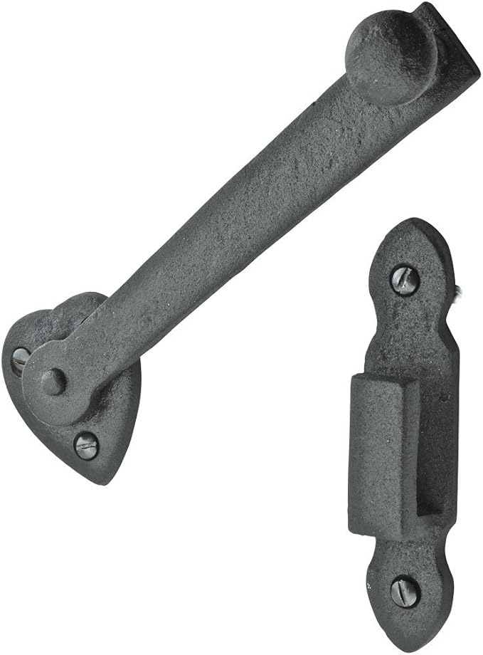 Renovators Supply Black Wrought Iron Gate Flip Latch Decorative Antique Heart Style Medium to Light Duty 4" Tall Flip Door Locks Rust Resistant Powder Coated Latches with Mounting Hardware Pack of 6