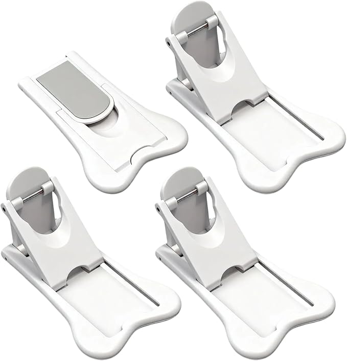 4-Pack Sliding Closet Door Lock, Child Safety Locks for Sliding Glass Doors Window Closets and Cabinets, No-Tool Installation Baby Proof Accessories for Kids Safety White