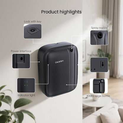 Waterless Essential Oil Diffuser,(2 * 50ml Fragrances Included) 3000 Sq.Ft Coverage 400ml Capacity Hotel Scent Diffuser,Cold Air Tech, App & Button Control,Scent Diffusers for Home Large Room (Black)