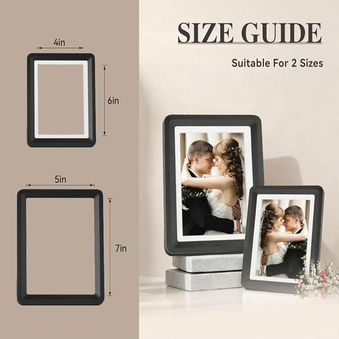 Black 5x7 Picture Frame with Acrylic Front, ABS Frame for 5x7 or 4x6 Photos, Shatterproof UV-Resistant Tabletop Photo Frame, Vertical/Horizontal Display for Home Décor