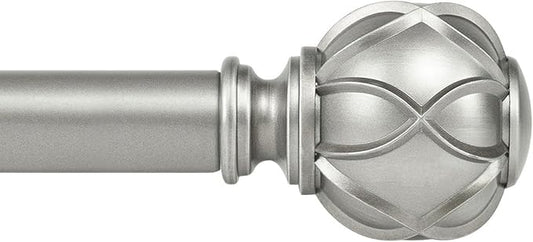KAMANINA Curtain Rods for Windows 66 to 120 Inch, 7/8 Inch Antique Silver Heavy Duty Window Curtain Rod 32 to 120 (2.6-10ft), Adjustable Decorative Drapery Rods with Netted Texture End
