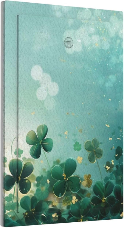 Decorative Light Switch Plate Covers Rustic Green Lucky Four leaf Clover 1 Gang No Device Single Blank Outlet Covers Wall Plate Light Switch Cover Plate for Bedroom Home Decor