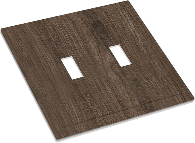 Decorative Switch Plate Covers Rustic Walnut Wood Grain 2 Gang Double Toggle Light Switch Cover Plate Electrical Wall Plate Outlet Cover for Farmhouse Cabin Decor