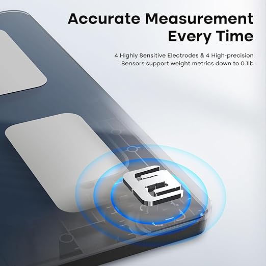 GE Smart Scale for Body Weight, BMI, Body Fat, Muscle Mass, Digital Bathroom Scales 500lbs for Bluetooth Weight Monitor 11.8" Large Platform Weighing Machine Health Analyzer Dark Blue-Button Function
