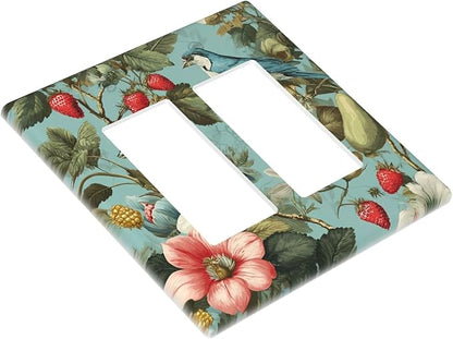 William Morris Flower 2 Gang Double Rocker Wall Plate Cover Decorative Light Switch Covers Electrical Faceplate Switch Plates for Bathroom Kitchen Home