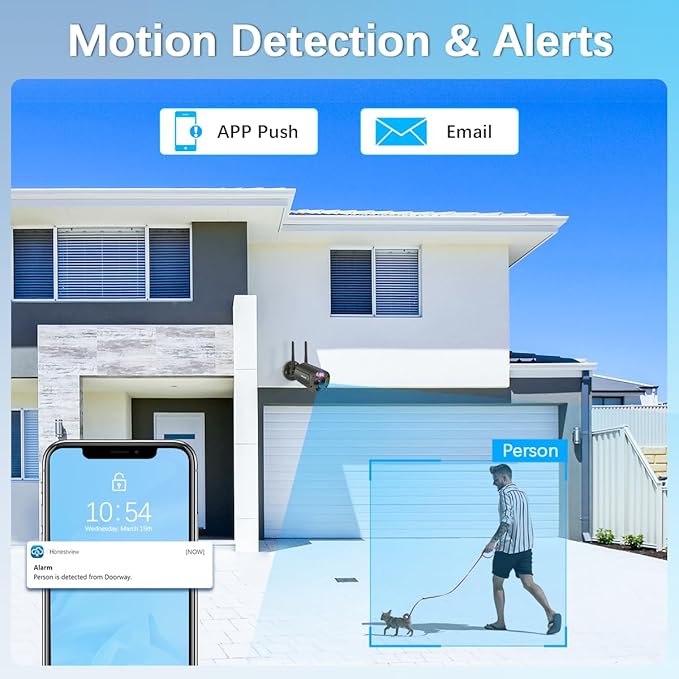 【Flashing LEDs Visual Alert】 Wireless Cameras for Home Security, Wireless Security Camera System, Outdoor WiFi Video Surveillance, NVR Surveillance Camera System