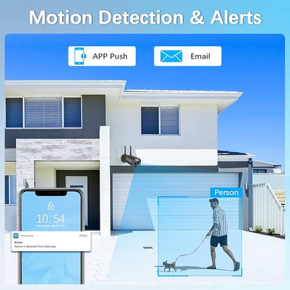 【2-Way Audio & 90 Days Storage】 Wireless Security Camera System, Wireless Cameras for Home Security, Outdoor WiFi Video Surveillance Systems