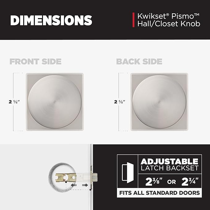 Kwikset Pismo Interior Passage Door Knob, Handle For Closet and Hallway Doors, Non-Locking Doorknob in Satin Nickel, with Microban Protection