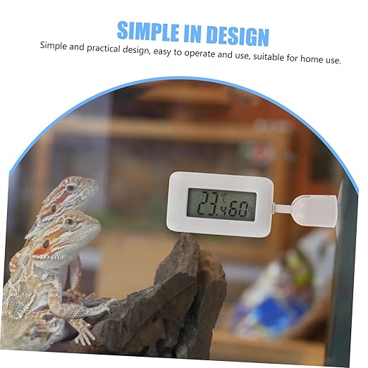 Toyvian Digital Thermohygrometer for Reptile Enclosure Snake Tank Indoor Humidity Accurate Temperature Measurement Large Display Screen Suction Cup for Easy Installation