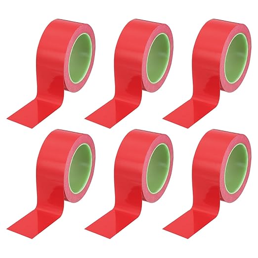 PATIKIL Floor Marking Tape 2 Inch x 110 Ft, 6 Pcs Self-Adhesive Warning Safety Tape Caution Stripe for Walls Floors Pipes Equipment Outdoor, Red