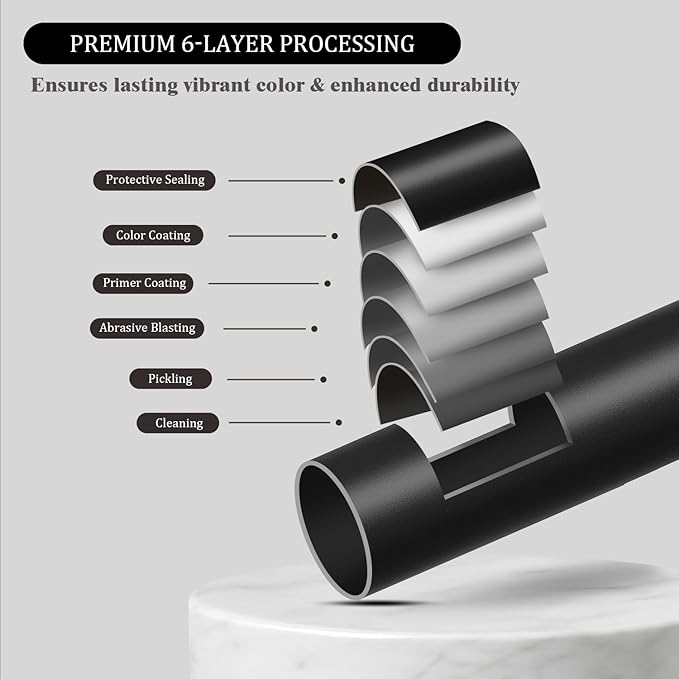 Oneach Black Curtain Rods for Windows 72 to 144 Inch, 7/8" Adjustable Heavy Duty Decorative Drapery Rods with Round Netted Texture Finials (Pack of 1, 36 to 150 Inch)