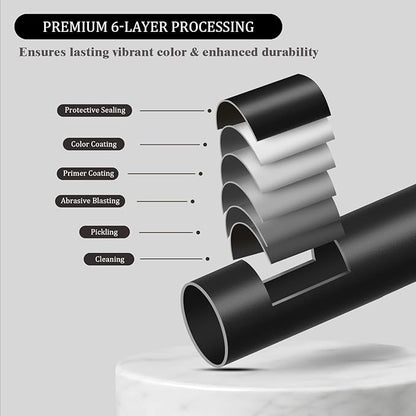 Oneach Black Curtain Rods for Windows 72 to 144 Inch, 7/8" Adjustable Heavy Duty Decorative Drapery Rods with Round Netted Texture Finials (Pack of 1, 36 to 150 Inch)