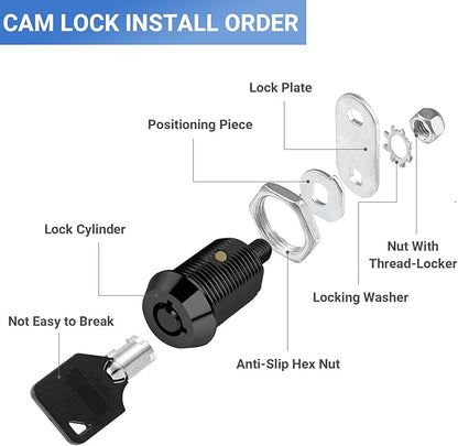 Black RV Storage Locks, Keyed Alike - 7/8' Fits 9/16' Max Door Thickness - 2Pack