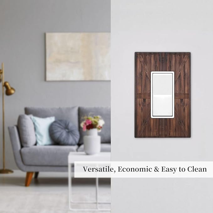 Decorative Outlet Covers Vintage Brown Farmhouse Barn Door 1 Gang Rocker Light Switch Cover Plate Single Wall Plates for Electrical Outlets Switch Plate Covers Faceplate for Bedroom Home Decor