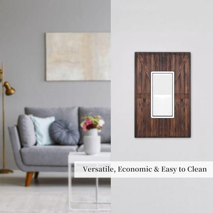 Decorative Outlet Covers Vintage Brown Farmhouse Barn Door 1 Gang Rocker Light Switch Cover Plate Single Wall Plates for Electrical Outlets Switch Plate Covers Faceplate for Bedroom Home Decor