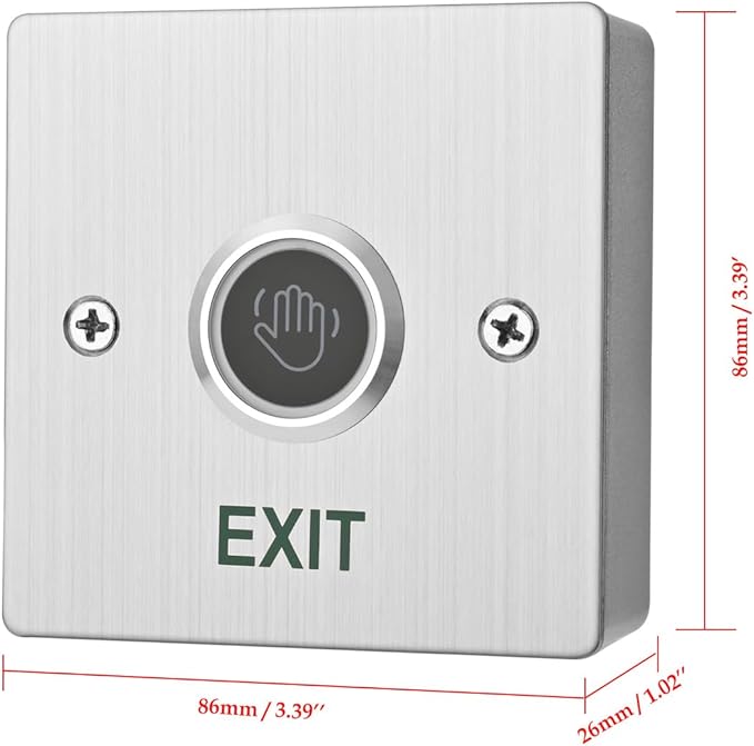 Infrared Sensor Exit Button with Back Box IR Touchless Door Release 304 Stainless Steel IP67 Waterproof with LED Indicator for Access Control Systems