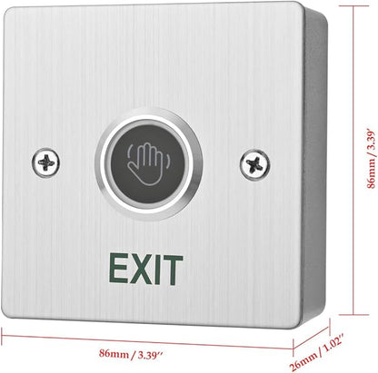 Infrared Sensor Exit Button with Back Box IR Touchless Door Release 304 Stainless Steel IP67 Waterproof with LED Indicator for Access Control Systems