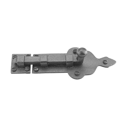 Renovators Supply Manufacturing Slide Bolt Latch 3 3/4 in. Black Wrought Iron Ball Tip Style Slide Bolt with Mounting Hardware Pack of 2