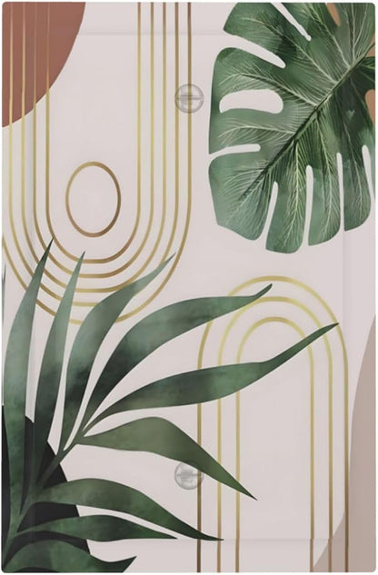 Decorative Light Switch Plate Covers Boho Mid Century Abstract Arch Green Leaves 1 Gang No Device Single Blank Outlet Covers Wall Plate Light Switch Cover Plate for Bedroom Home Decor