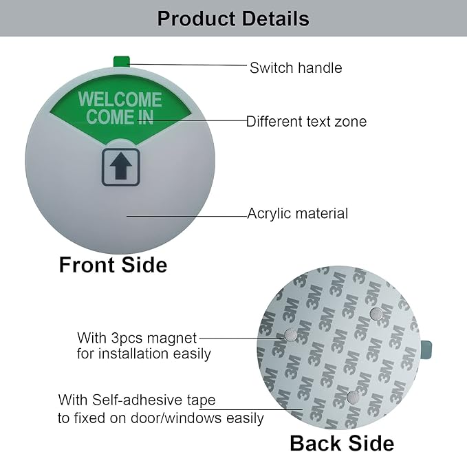 Privacy Door Sign, Welcome Come in/in a Meeting/Out of Office/Office/Conference Sign for Offices,with Strong Adhesive Tape, 4 x 4 x 0.3 Inch Acrylic, (White, 1 Pack)