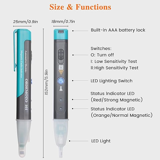 Ignition Coil Tester Tool, Car Spark Plug Tester Relay Testers Pen, Automotive Electronic Magnetic, Ignition Diagnostic with LED, Generator Fuel Injector Fan Testers for Car Truck MC ATV