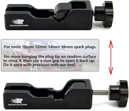 Universal Spark Plug Gap Tool Compatible with Most 10mm 12mm 14mm 16mm Spark Plugs Black - 1 Set with Feeler Gauge