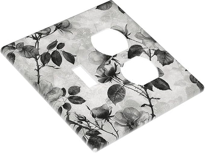 Wallplates Black Breezy Watercolor Garden Floral 1 Toggle 1 Duplex Switch Plate Electrical GFCI Faceplate Decorative Light Switch Covers for Bedroom Home Decor