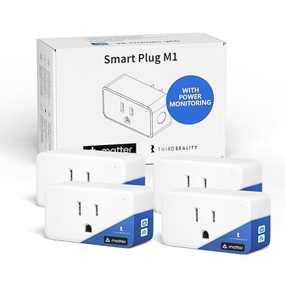 THIRDREALITY Smart Plug M1 4 Pack via WiFi Matter, Real-time Energy Monitoring, 15A/1800W Max, Smart Outlet, ETL Certified, Compatible with SmartThings, Home Assistant