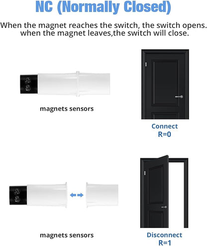 TOWODE Normally Closed Recessed Window Door Contact Sensor Alarm Magnetic Reed Switch,NC Magnetic Switch for Home Security, Suitable for Wooden Doors and Windows,5 Sets