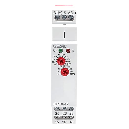GEYA Delay On Single Function Time Relay 2 Outputs 16A Electronic Adjustable Power ON Timer Delay Relay Rail Modular(GRT8-A2,AC/DC12V-240V)