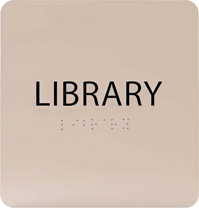 6" X6" Library Sign - ADA Compliant Tactile Graphics Grade 2 Braille Text Acrylic Wall Sign - Quiet zone, Information Convey, Group Study Room Door Signs for Office, School, Home