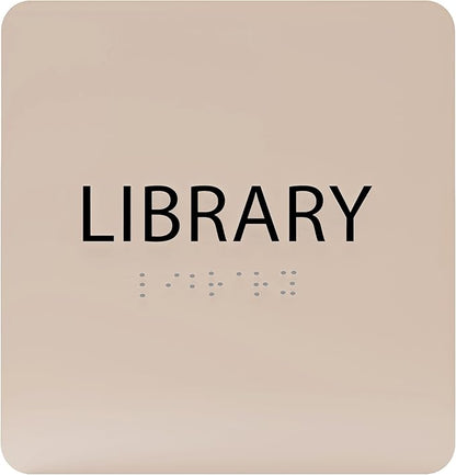 6" X6" Library Sign - ADA Compliant Tactile Graphics Grade 2 Braille Text Acrylic Wall Sign - Quiet zone, Information Convey, Group Study Room Door Signs for Office, School, Home