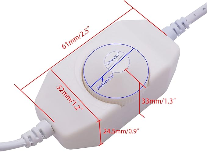 weideer 2Pcs DC12V-24V LED Strip Lights Dimmer Switch PWM Rotary Dimmer Controller Inline Dimmer Switch for LED String Lights Christmas Lights White K-018-W