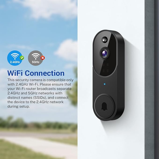 1080P Smart Wireless Video Doorbell Camera, Night Vision, Real-Time Alerts, AI Human Detection, Two-Way Talk, Cloud Storage, Night Vision, Battery Rechargeable(Receiver not Included)