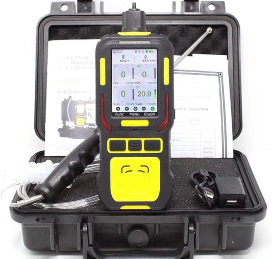 4 Gas Data Logger Monitor | Built-in Pump Multi Gas Meter | O2, CO, H2S, LEL | Color Display & Graphing | USA NIST Calibration | Computer Data Logging |
