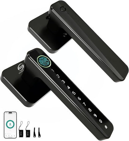 Smart Door Lock, Fingerprint Door Knob, 5 in 1 Digital Knob APP/Keypad Code/IC Cards/Fingerprint/Keys, for Home Hotel Apartment Office