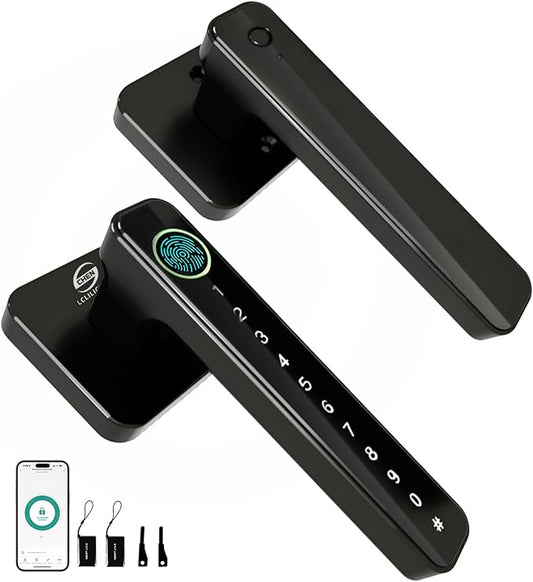 Smart Door Lock, Fingerprint Door Knob, 5 in 1 Digital Knob APP/Keypad Code/IC Cards/Fingerprint/Keys, for Home Hotel Apartment Office