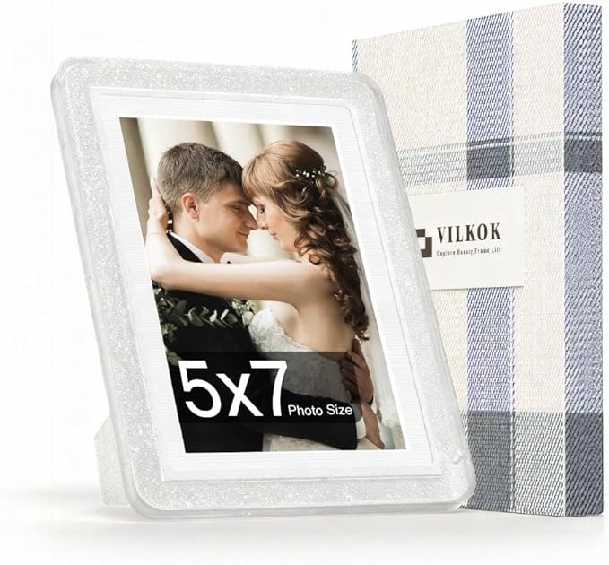 Crystal 5x7 Picture Frame with Acrylic Front, ABS Frame for 5x7 or 4x6 Photos, Shatterproof UV-Resistant Tabletop Photo Frame, Vertical/Horizontal Display for Home Décor