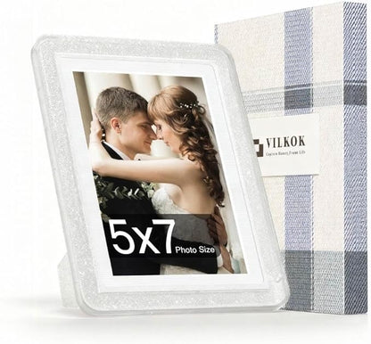 Crystal 5x7 Picture Frame with Acrylic Front, ABS Frame for 5x7 or 4x6 Photos, Shatterproof UV-Resistant Tabletop Photo Frame, Vertical/Horizontal Display for Home Décor
