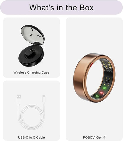 Smart Ring for Women Men- Sleep/Fitness/Stress/Heart Rate Tracker- Menstrual Records - 7 Days Battery Life - Wireless Charging - No APP Subscription - iOS & Android Compatible (Rosegold, 11)