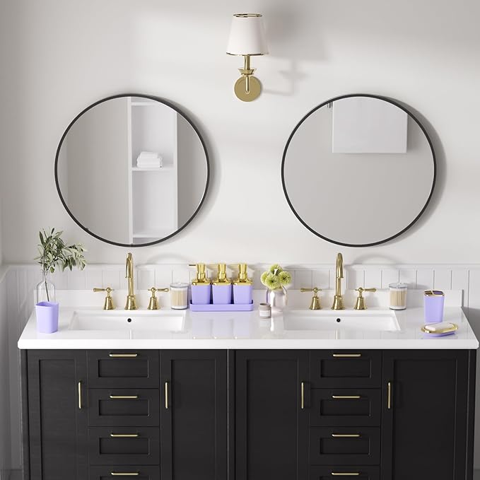 Bathroom Accessory Set, 11PC Bathroom Set, Purple Bathroom Accessories, Bathroom Accessories Set with Trash Can, 3PC Soap Dispensers and Toilet Brush