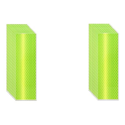 Non Fading Fluorescent Yellow Reflective Stickers 2 inch X 6 inch, Outdoor Waterproof High Visibility Safety Adhesive Reflector (20 Pcs)